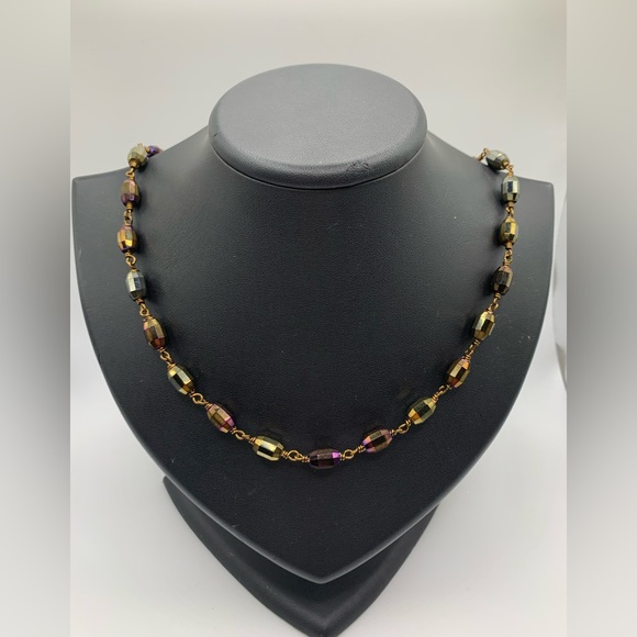 Brown AB Coated Crystal Necklace - Picture 3 of 4